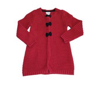 Tahari Girls 5/6 Red Heavy Cable Chuncky Knit Long Sleeve Sweater 2314